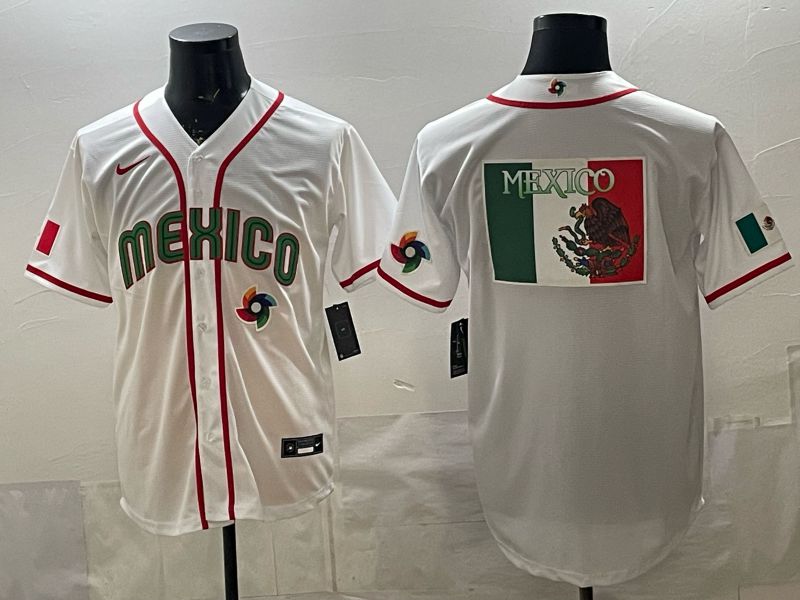Men 2026 World Cub Mexico Blank White Game Nike MLB Jersey style 0010